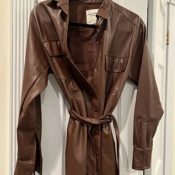 abercrombie leather dress Abercrombie Vegan Leather Tie Dress